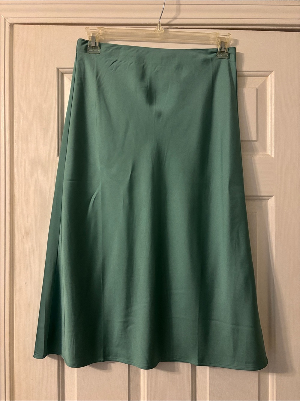 J Crew Satin A-Line Midi Skirt in Green